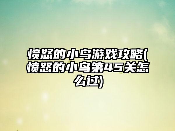 愤怒的小鸟游戏攻略(愤怒的小鸟第45关怎么过)