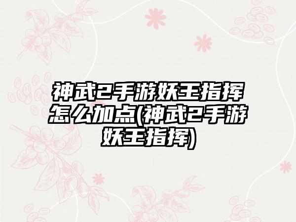 神武2手游妖王指挥怎么加点(神武2手游妖王指挥)