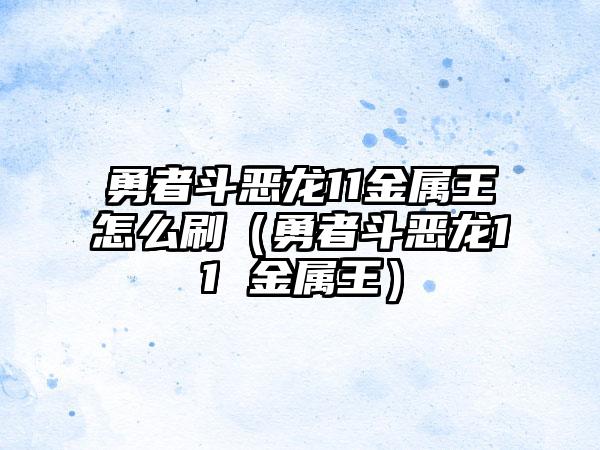 勇者斗恶龙11金属王怎么刷（勇者斗恶龙11 金属王）