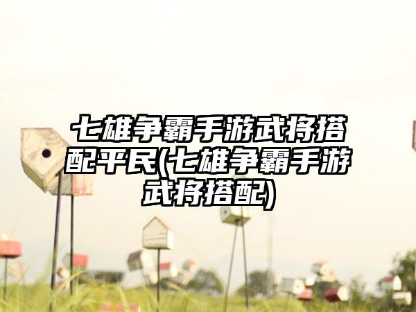 七雄争霸手游武将搭配平民(七雄争霸手游武将搭配)