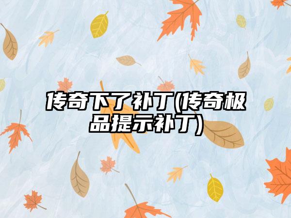 传奇下了补丁(传奇极品提示补丁)
