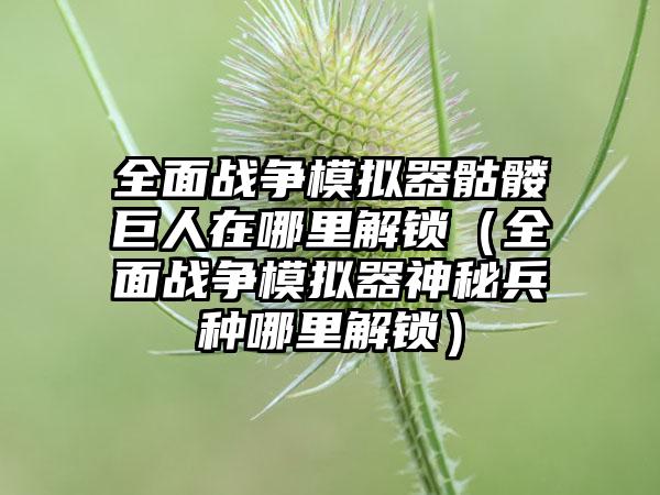 全面战争模拟器骷髅巨人在哪里解锁（全面战争模拟器神秘兵种哪里解锁）