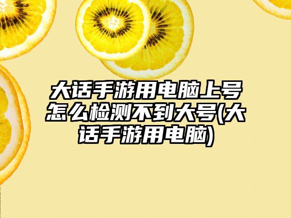 大话手游用电脑上号怎么检测不到大号(大话手游用电脑)