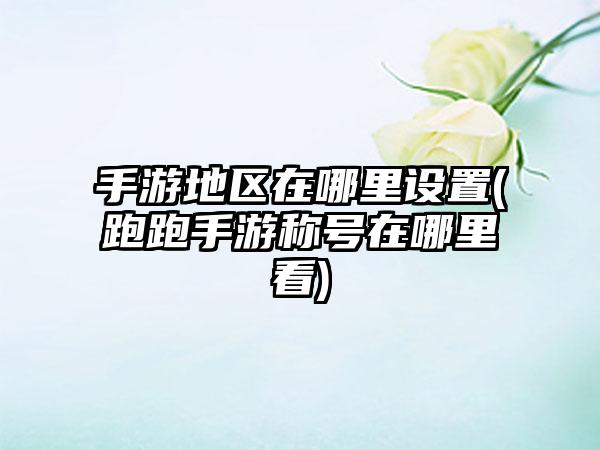 手游地区在哪里设置(跑跑手游称号在哪里看)