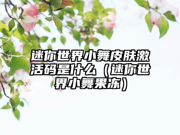 迷你世界小舞皮肤激活码是什么（迷你世界小舞果冻）