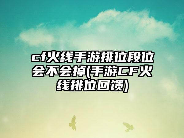 cf火线手游排位段位会不会掉(手游CF火线排位回馈)