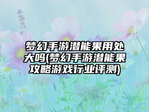 梦幻手游潜能果用处大吗(梦幻手游潜能果攻略游戏行业评测)