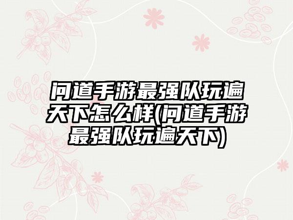 问道手游最强队玩遍天下怎么样(问道手游最强队玩遍天下)