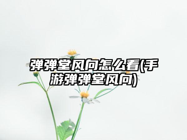 弹弹堂风向怎么看(手游弹弹堂风向)