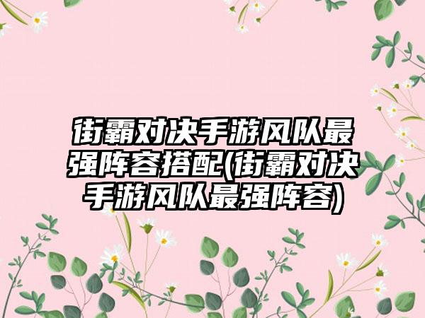 街霸对决手游风队最强阵容搭配(街霸对决手游风队最强阵容)