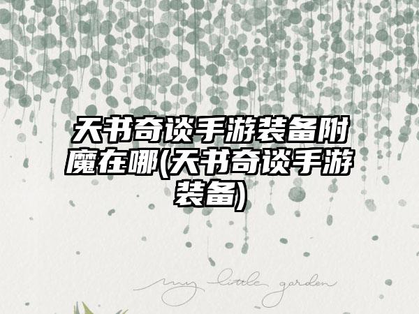 天书奇谈手游装备附魔在哪(天书奇谈手游装备)