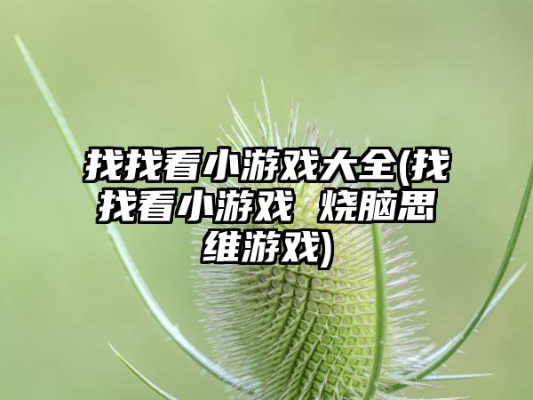 找找看小游戏大全(找找看小游戏 烧脑思维游戏)