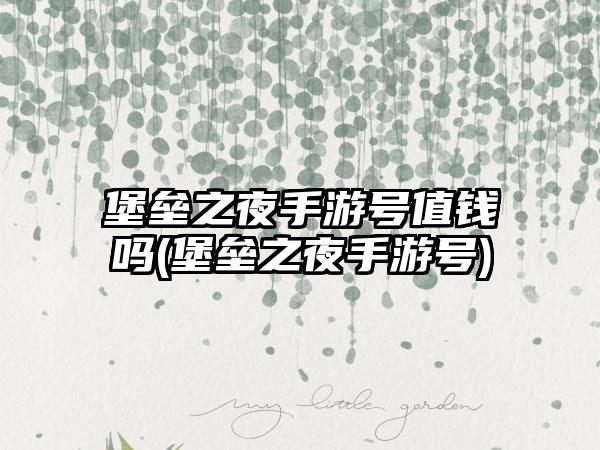堡垒之夜手游号值钱吗(堡垒之夜手游号)