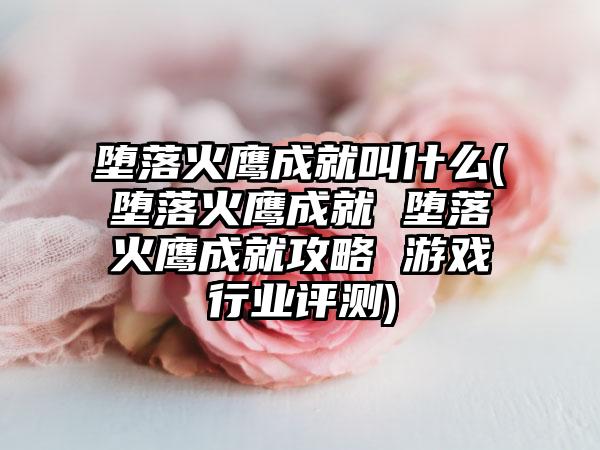 堕落火鹰成就叫什么(堕落火鹰成就 堕落火鹰成就攻略 游戏行业评测)