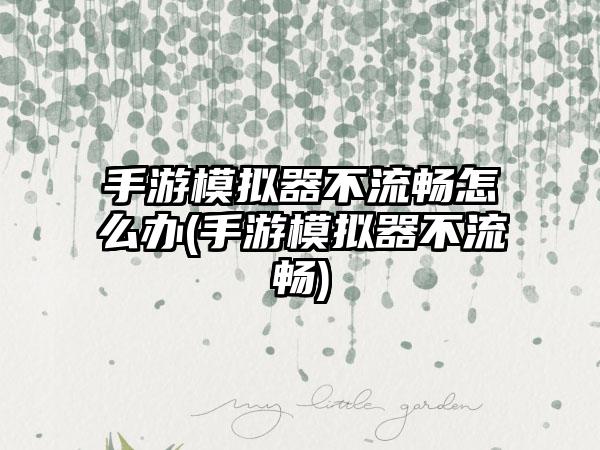 手游模拟器不流畅怎么办(手游模拟器不流畅)