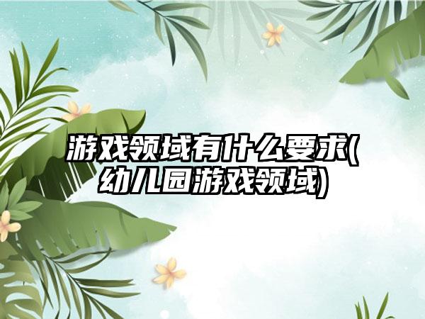 游戏领域有什么要求(幼儿园游戏领域)