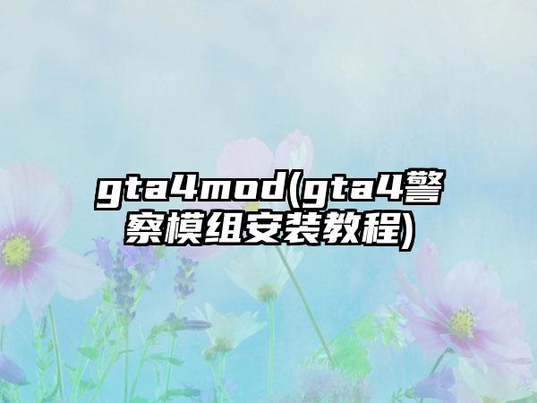 gta4mod(gta4警察模组安装教程)