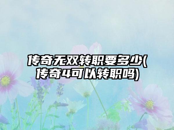 传奇无双转职要多少(传奇4可以转职吗)