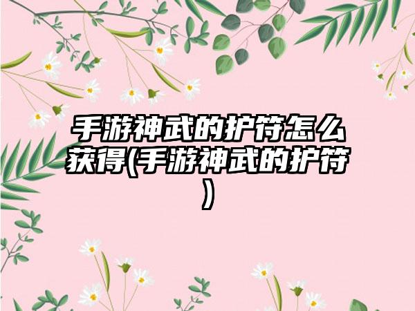 手游神武的护符怎么获得(手游神武的护符)
