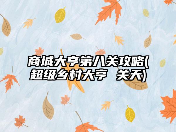 商城大亨第八关攻略(超级乡村大亨 关天)