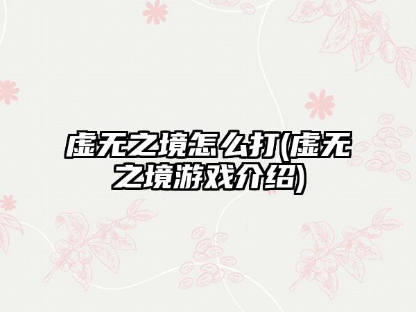 虚无之境怎么打(虚无之境游戏介绍)