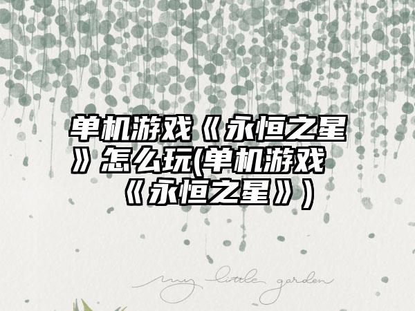 单机游戏《永恒之星》怎么玩(单机游戏《永恒之星》)
