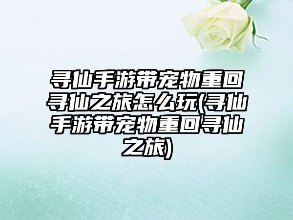 寻仙手游带宠物重回寻仙之旅怎么玩(寻仙手游带宠物重回寻仙之旅)