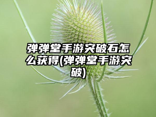 弹弹堂手游突破石怎么获得(弹弹堂手游突破)
