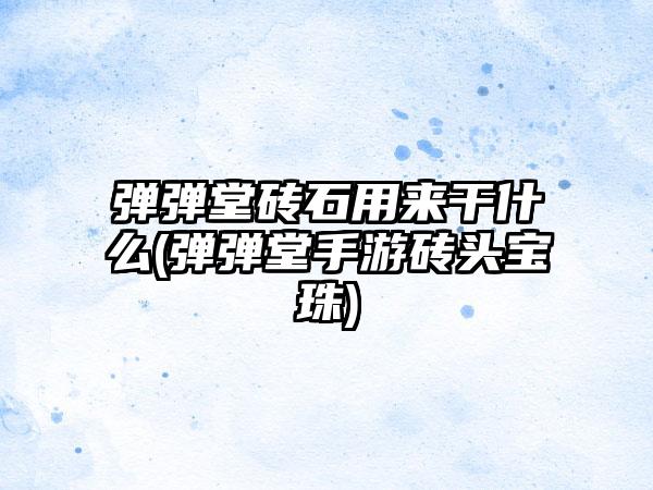 弹弹堂砖石用来干什么(弹弹堂手游砖头宝珠)