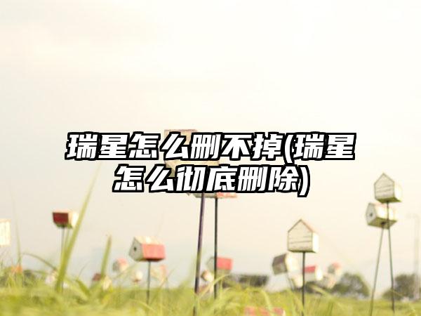 瑞星怎么删不掉(瑞星怎么彻底删除)