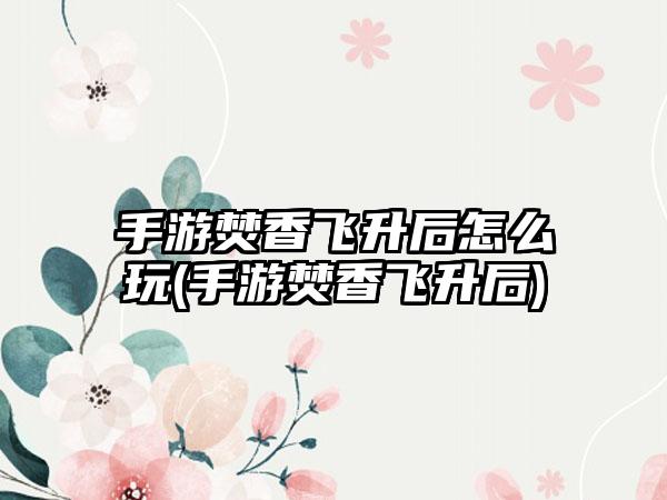 手游焚香飞升后怎么玩(手游焚香飞升后)