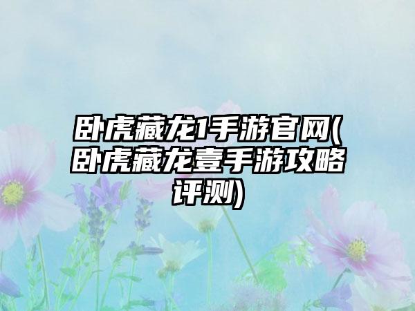 卧虎藏龙1手游官网(卧虎藏龙壹手游攻略评测)