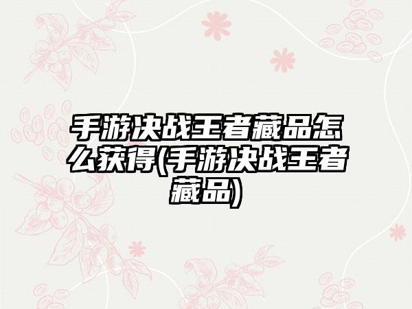 手游决战王者藏品怎么获得(手游决战王者藏品)
