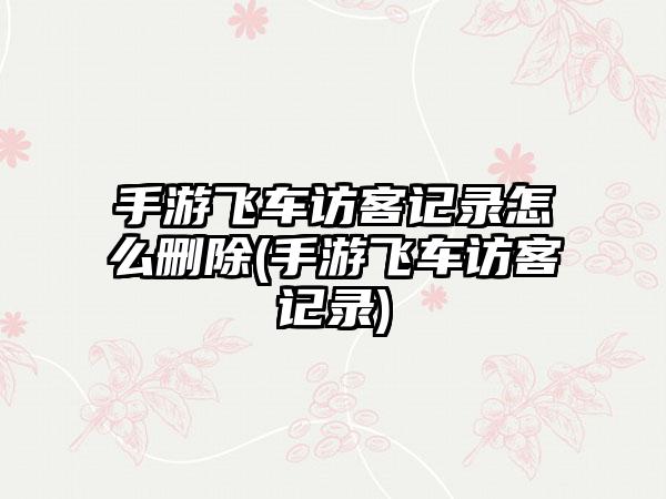 手游飞车访客记录怎么删除(手游飞车访客记录)
