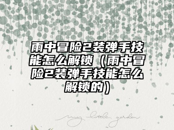 雨中冒险2装弹手技能怎么解锁（雨中冒险2装弹手技能怎么解锁的）