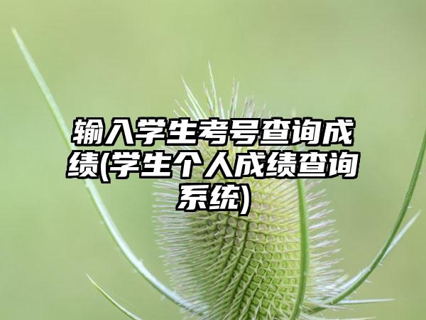 输入学生考号查询成绩(学生个人成绩查询系统)