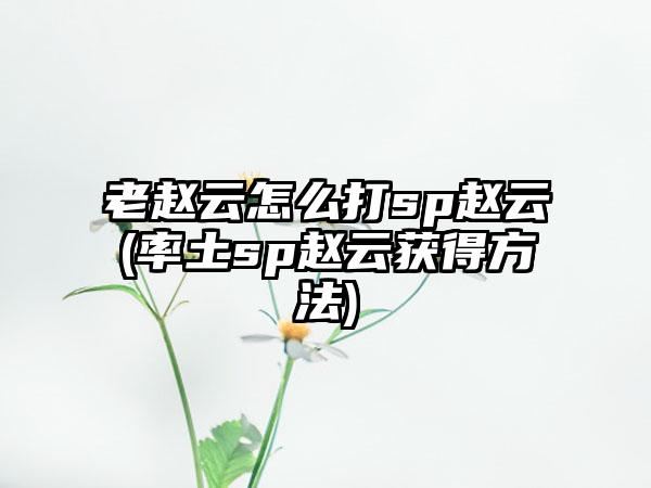老赵云怎么打sp赵云(率土sp赵云获得方法)