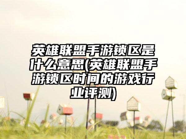 英雄联盟手游锁区是什么意思(英雄联盟手游锁区时间的游戏行业评测)
