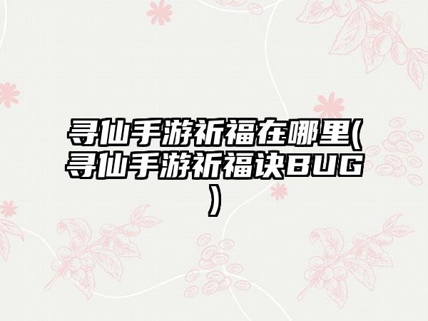 寻仙手游祈福在哪里(寻仙手游祈福诀BUG)