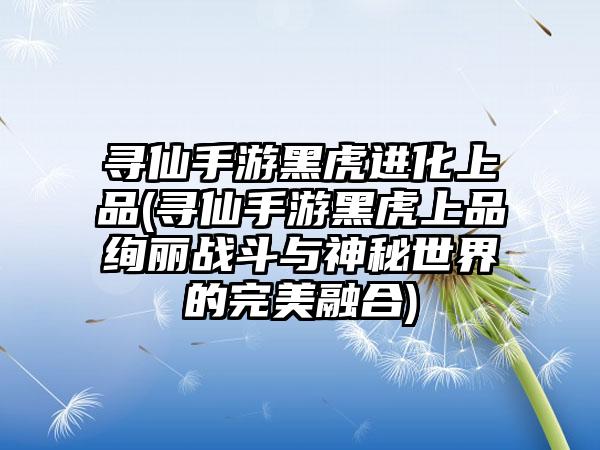 寻仙手游黑虎进化上品(寻仙手游黑虎上品绚丽战斗与神秘世界的完美融合)