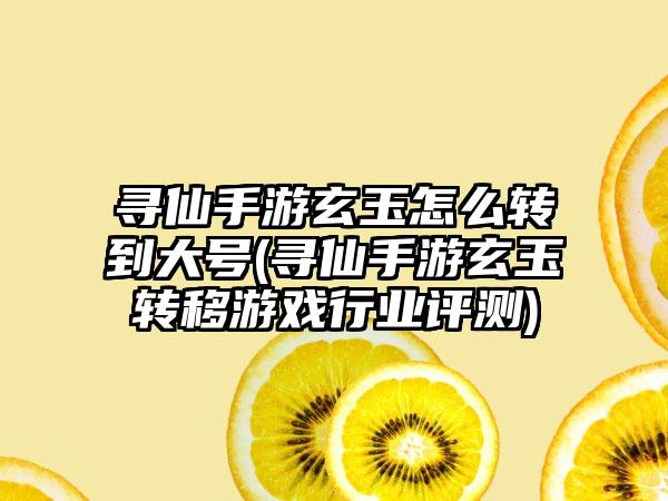 寻仙手游玄玉怎么转到大号(寻仙手游玄玉转移游戏行业评测)
