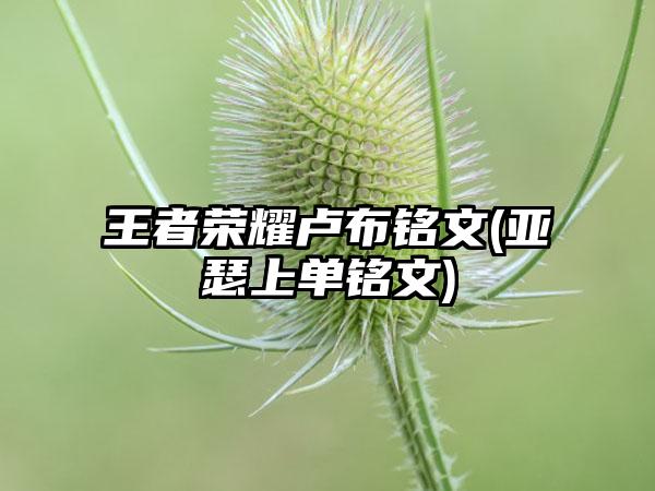 王者荣耀卢布铭文(亚瑟上单铭文)