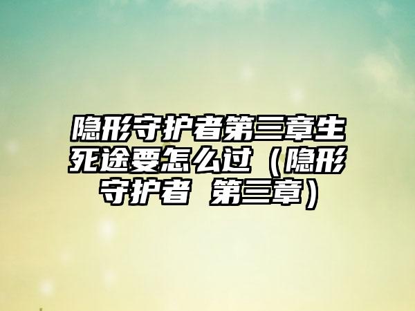 隐形守护者第三章生死途要怎么过（隐形守护者 第三章）
