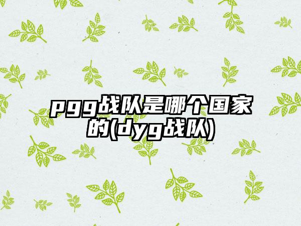 pgg战队是哪个国家的(dyg战队)