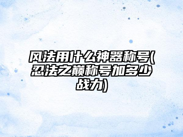 风法用什么神器称号(忍法之巅称号加多少战力)