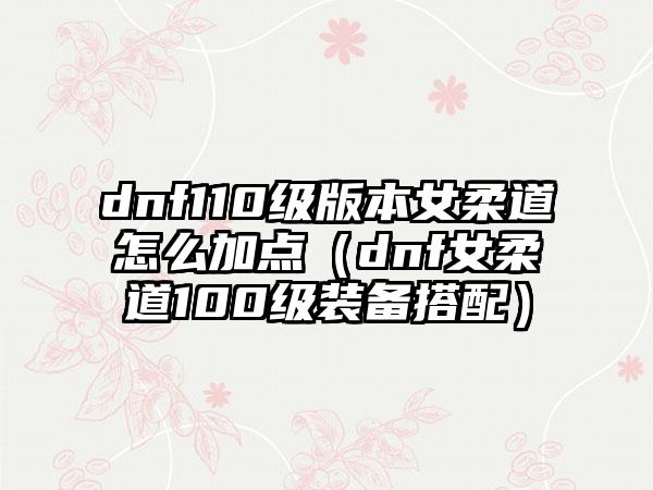 dnf110级版本女柔道怎么加点（dnf女柔道100级装备搭配）
