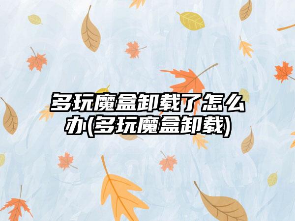 多玩魔盒卸载了怎么办(多玩魔盒卸载)