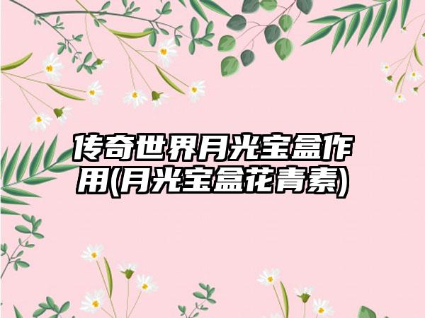 传奇世界月光宝盒作用(月光宝盒花青素)