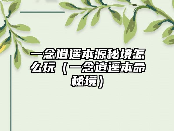 一念逍遥本源秘境怎么玩（一念逍遥本命秘境）