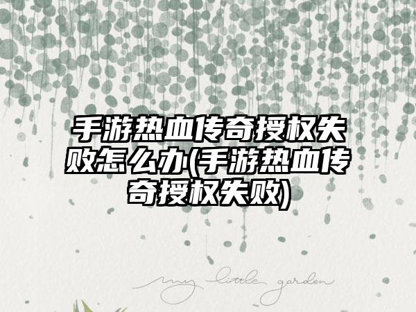 手游热血传奇授权失败怎么办(手游热血传奇授权失败)